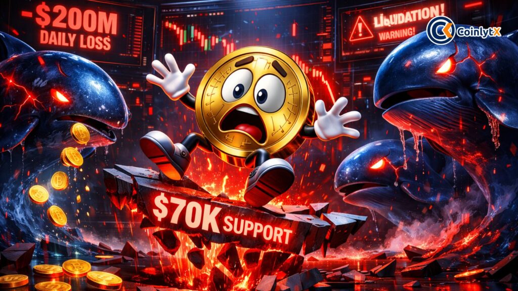 Bitcoin Whales Bleed $200M Daily as BTC Plunges Below $70K Support